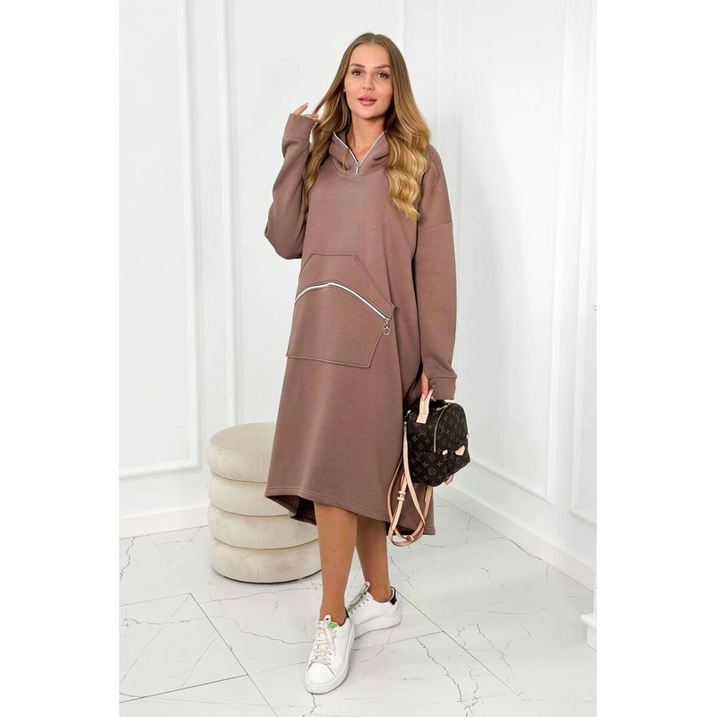 Zateplené šaty 9386 s kapucňou 64237786