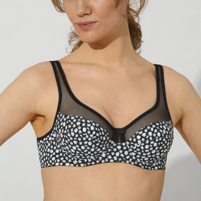 Podprsenka Generous DIM s kvetinovým vzorom, s kosticami čierna 090 62039163