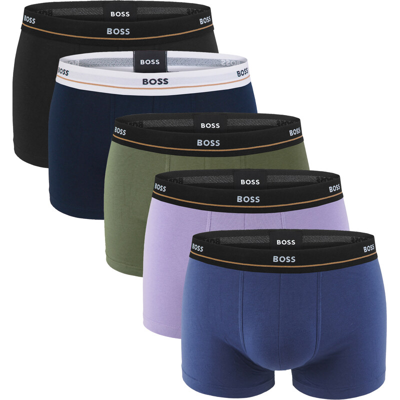 BOSS - boxerky 5PACK essential cotton stretch blue & army green tones 56978520