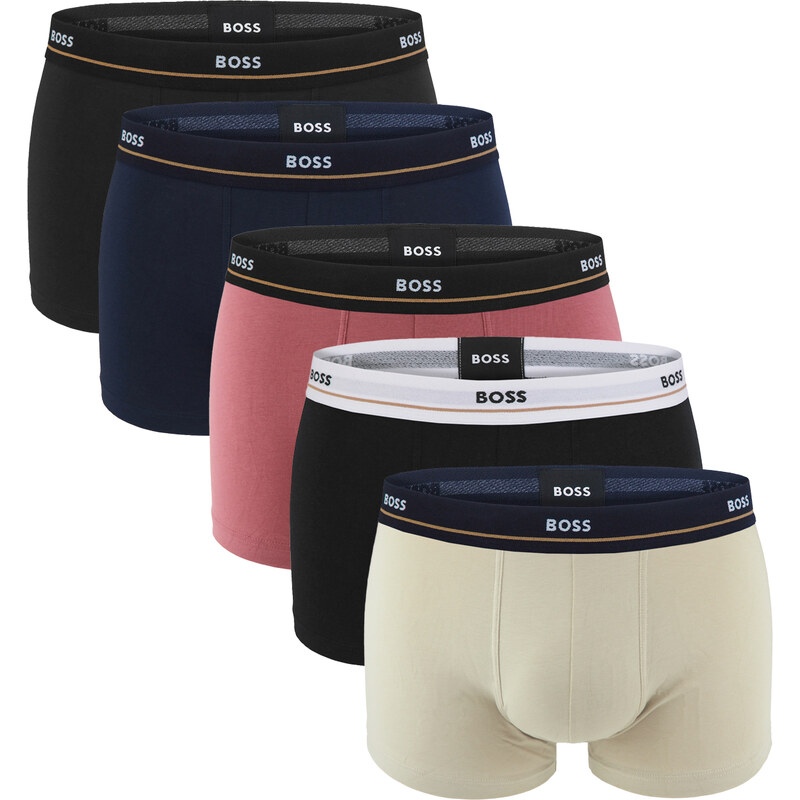 BOSS - boxerky 5PACK essential cotton stretch dark & brick tones 56978521
