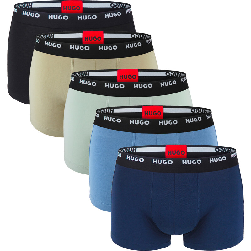 HUGO - boxerky 5PACK cotton stretch modern blue & dark color 56978522