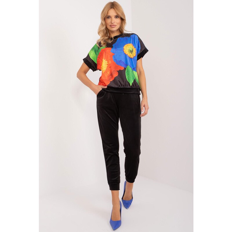 MladaModa Velúrová súprava s potlačou model 99104 čierna 56979520