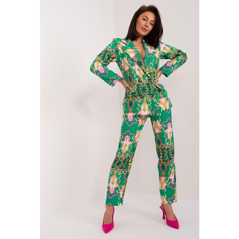 MladaModa Vzorovaný komplet saka a nohavíc model 13132 zelený 56979559