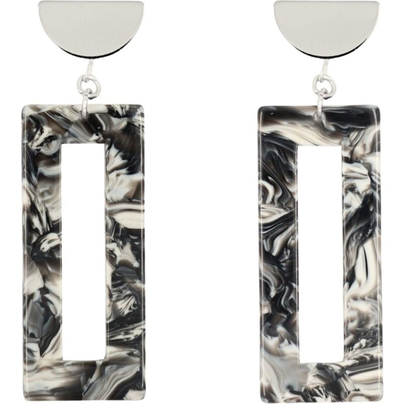 Fräulein Wunder Náušnice Akane čierna / strieborná / biela 54319841