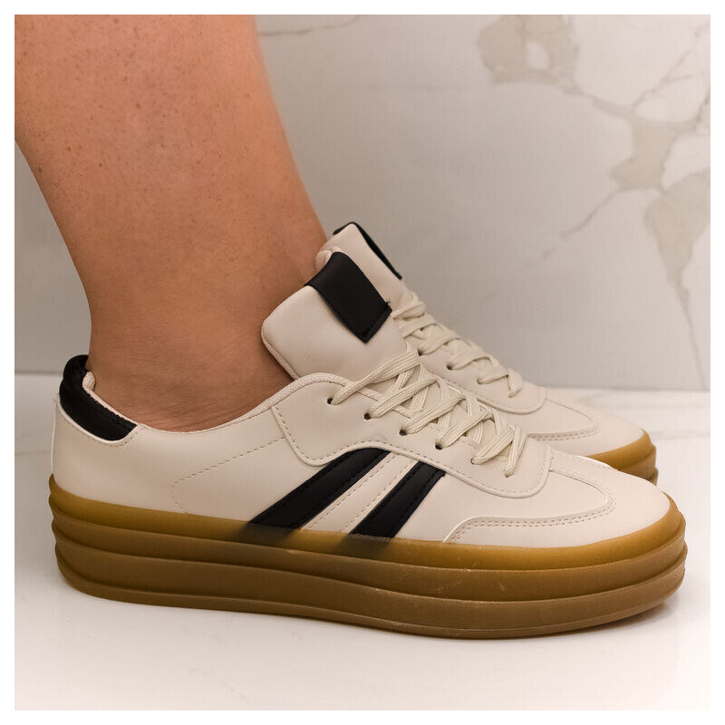 JOHN-C Dámske krémovo-čierne tenisky s platformou MALLOCA 57054397