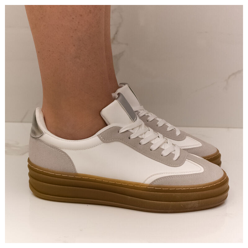 JOHN-C Dámske bielo-šedé tenisky s platformou VICCI 57054396