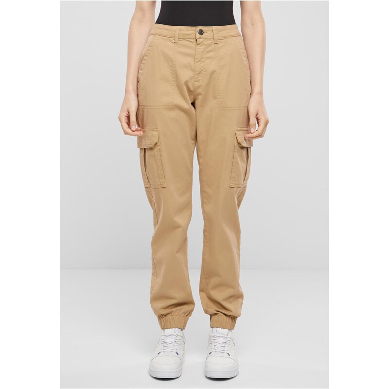 Urban Classics Womens Cotton Twill Utility Pants Beige 57060056