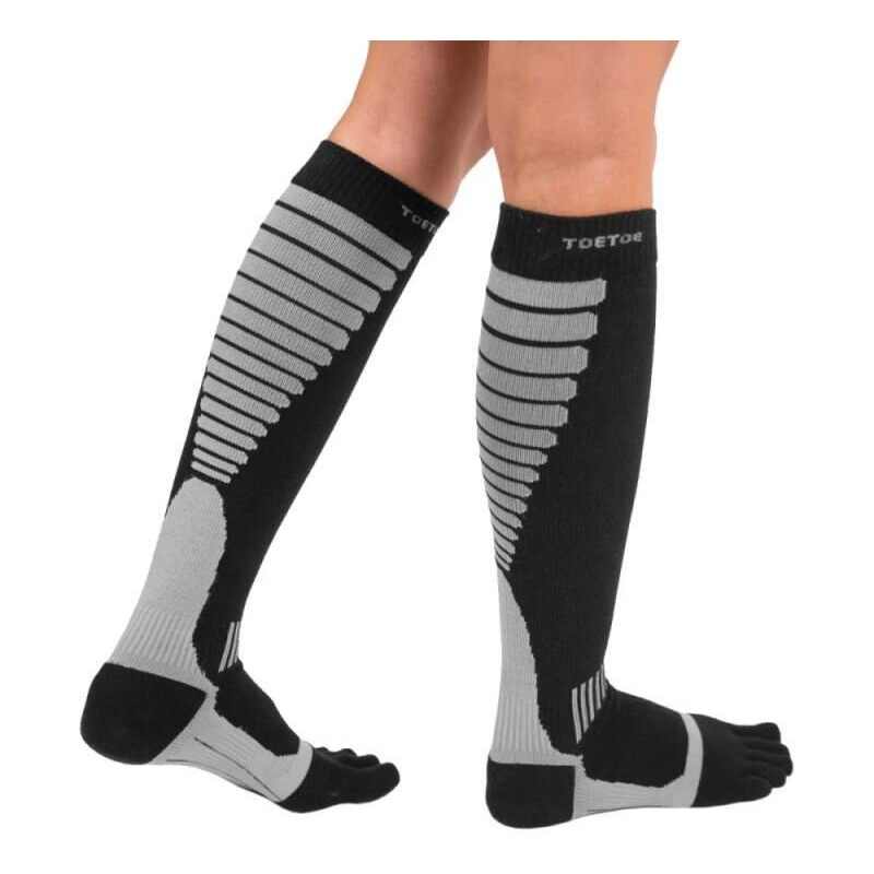 Compression Knee-High prstové kompresný podkolienky ToeToe čierná/sivá 57062274