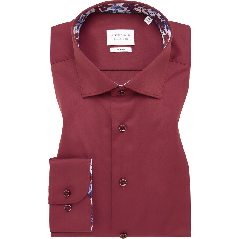 ETERNA Slim fit vínová košeľa Cover s červeným kontrastom Non Iron 66063387