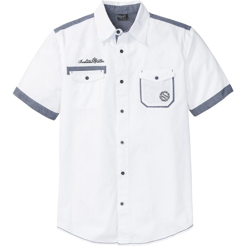 bonprix Košeľa s krátkym rukávom, z čistej bavlny, farba biela 45043486