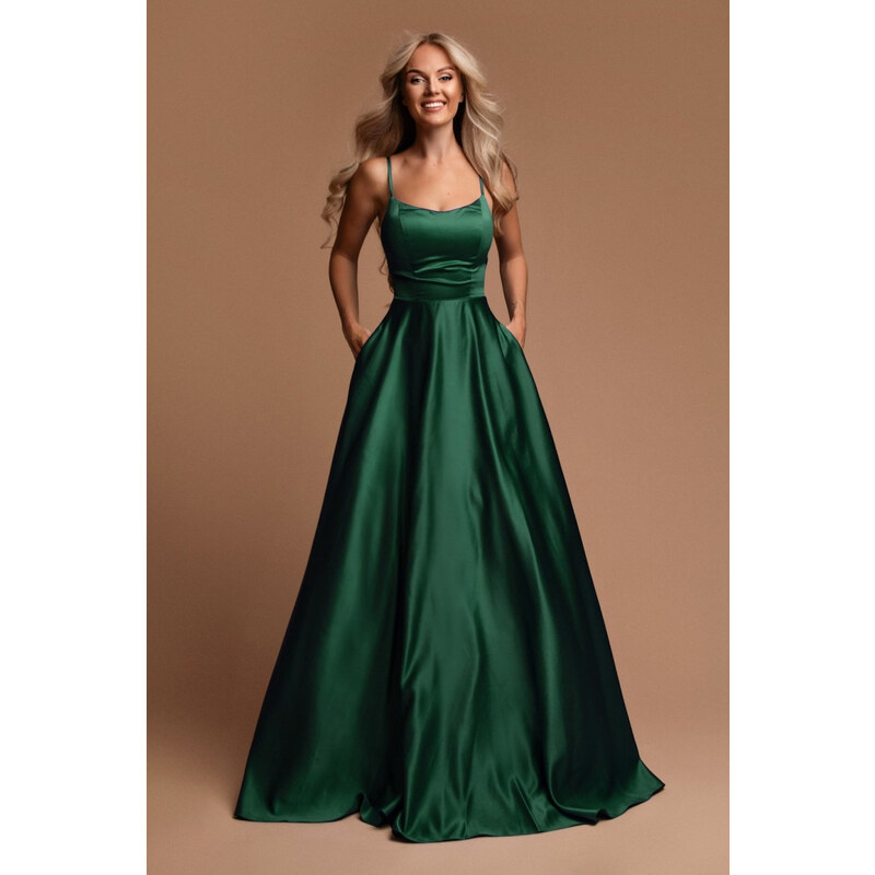 miadresses.sk Smaragdové spoločenské šaty na ramienka 57093506