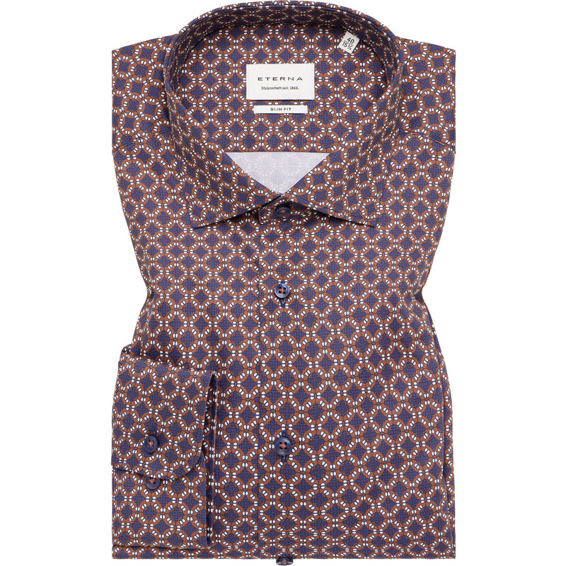 ETERNA Slim fit módna košeľa s potlačou červeno hnedý odtieň Non Iron 57095690