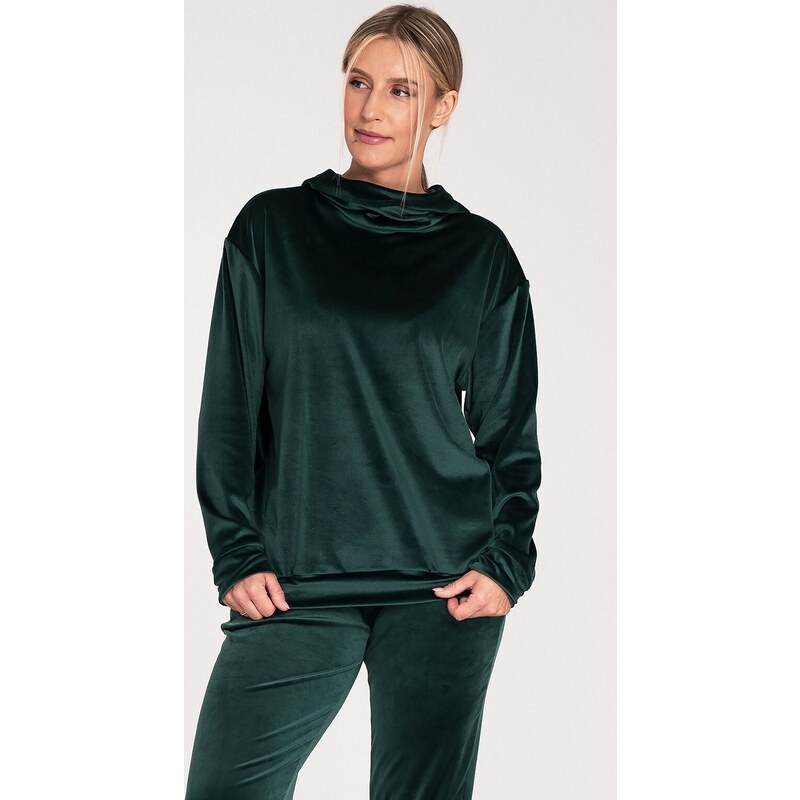 FIGL Tmavozelená velúrová mikina M745 dark green 57113255