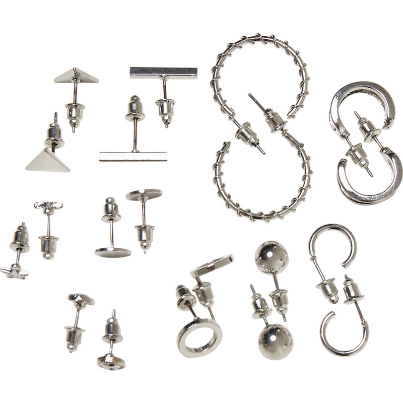 Urban Classics Earrings 10-pack - silver colors 57142664