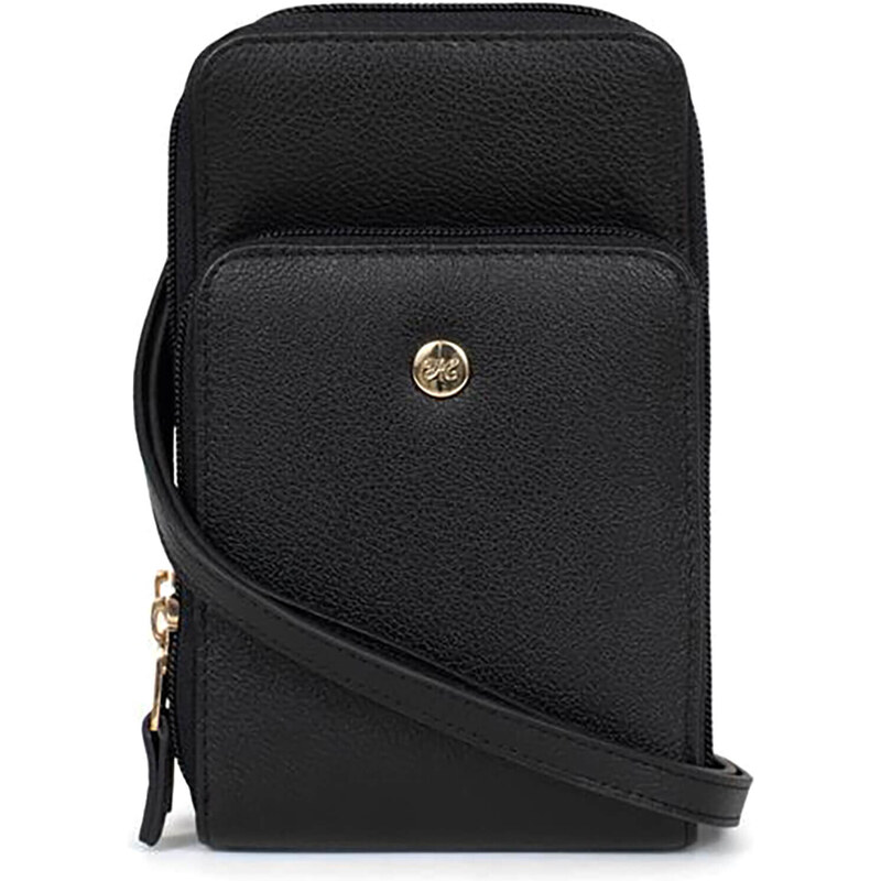 Dámska kožená kabelka na mobil a doklady Hexagona Inga - čierna 57131021