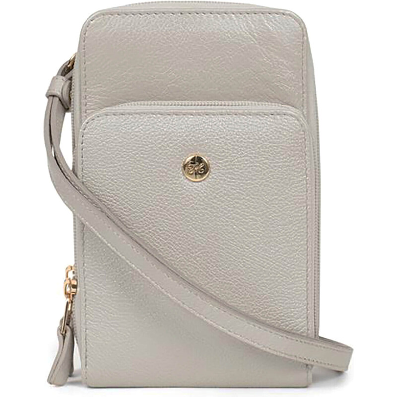 Dámska kožená kabelka na mobil a doklady Hexagona Inga - strieborná 57131019