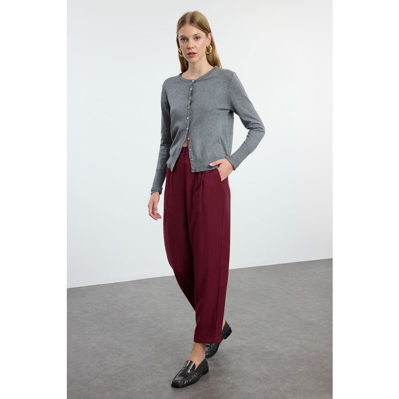 Trendyol Claret Red Balloon Pattern Woven Trousers 57583852