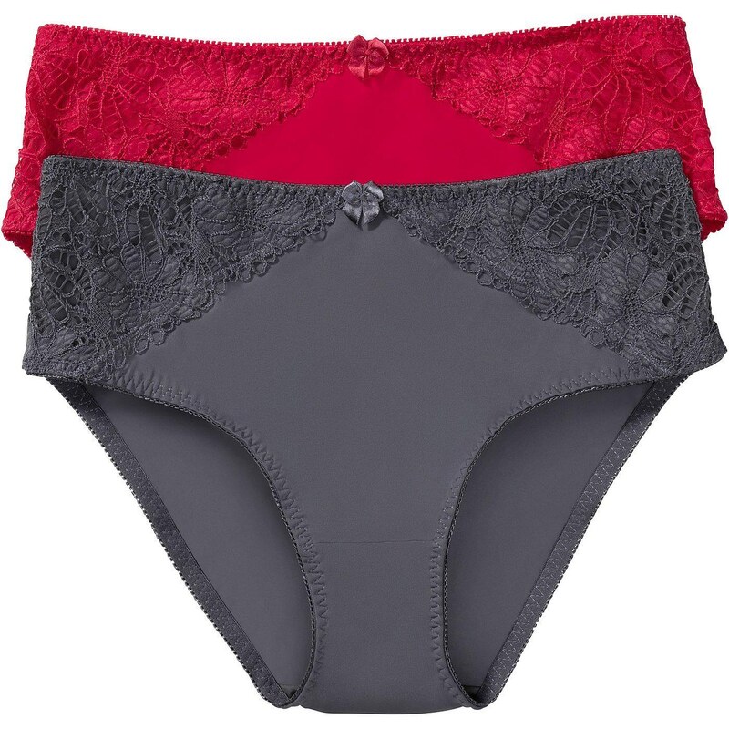 bonprix Maxi nohavičky s čipkou (2 ks), farba červená 44792553