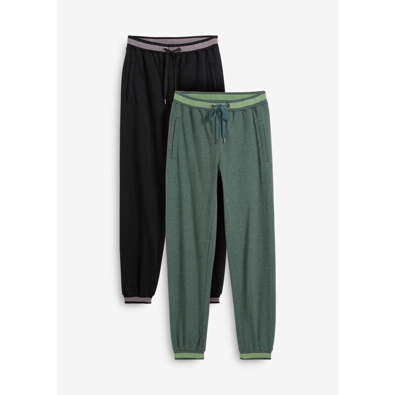 bonprix Tepláky z bavlneného mixu, 2 ks v balení, farba čierna 46202083