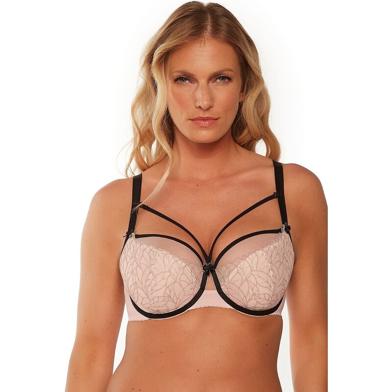 Krémovo-čierna polovyztužená podprsenka Gaia Leonia BSO 1240 Leonia 57158881