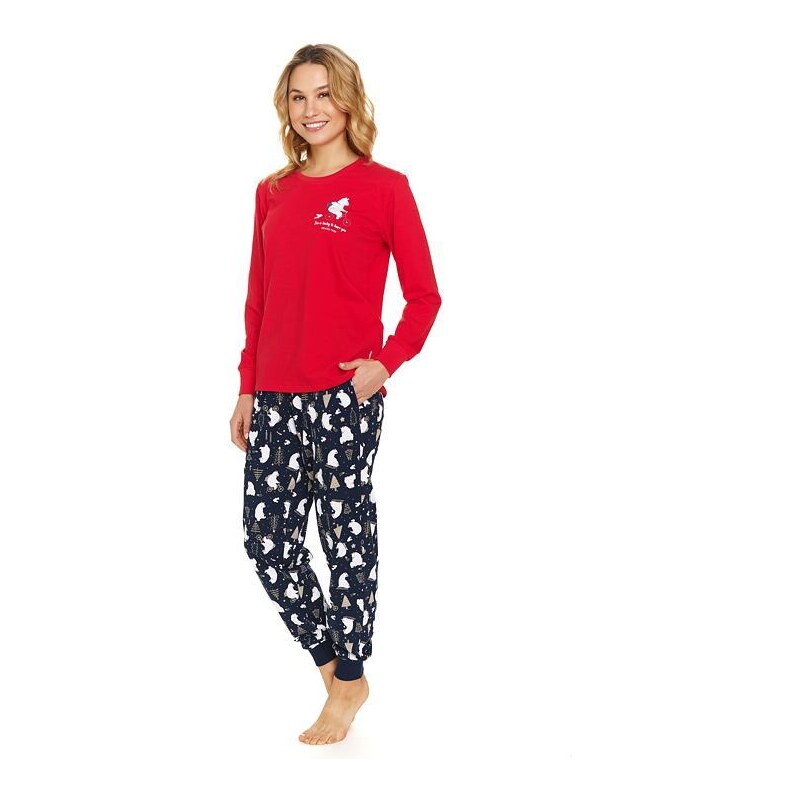 DN Nightwear Dámske dlhé pyžamo Lucky červené 57286356