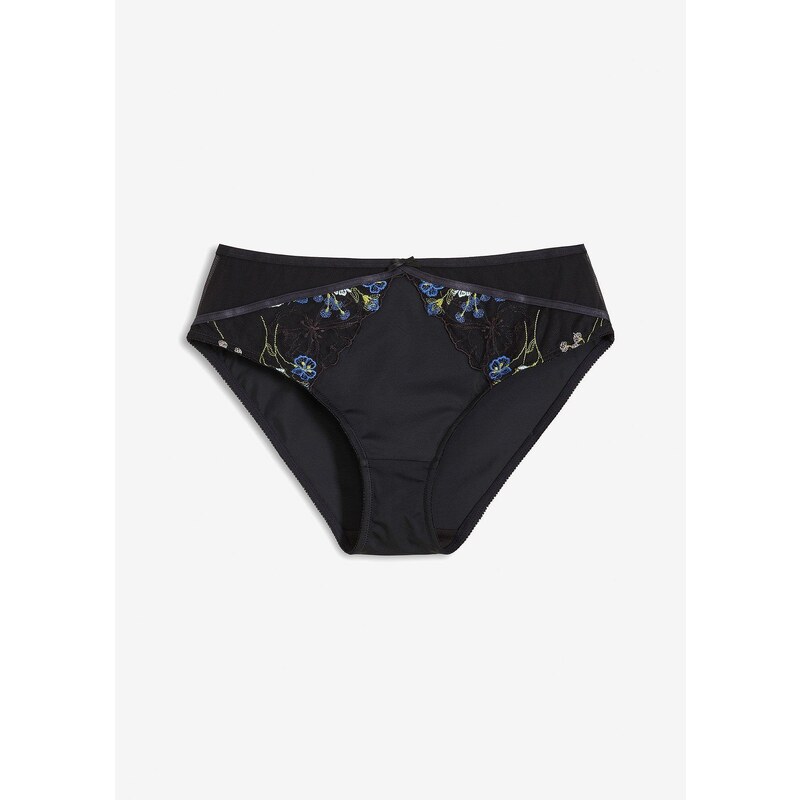 bonprix Maxi nohavičky s výšivkou, farba čierna 57156325