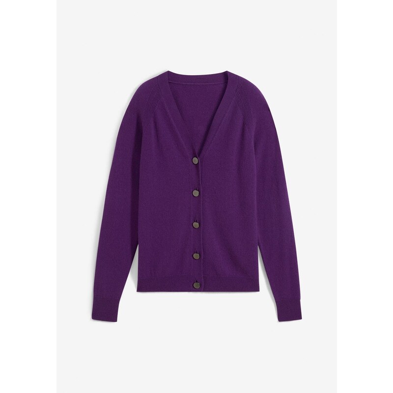 bonprix Pletený kašmírový sveter, Good Cashmere Standard, farba fialová