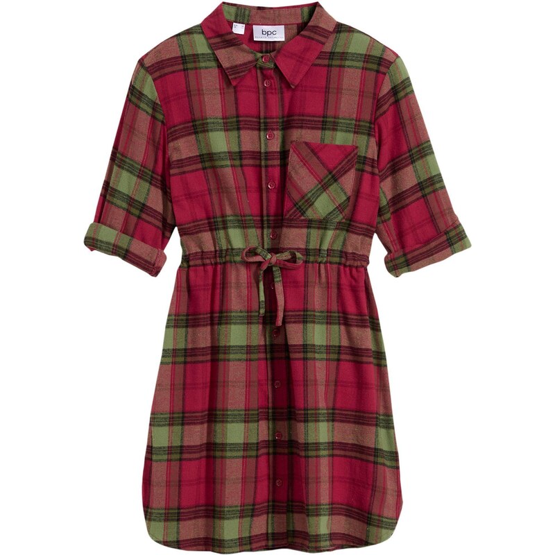 bonprix Flanelové košeľové šaty, farba červená 57185697