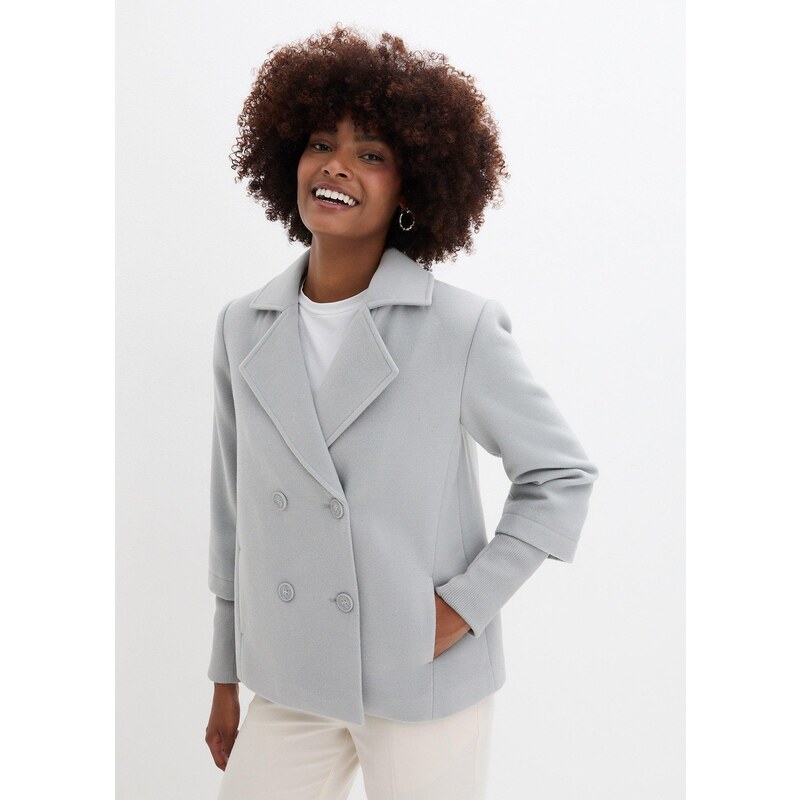 bonprix Plátená bunda s pletenými rukávmi, farba šedá 57156471