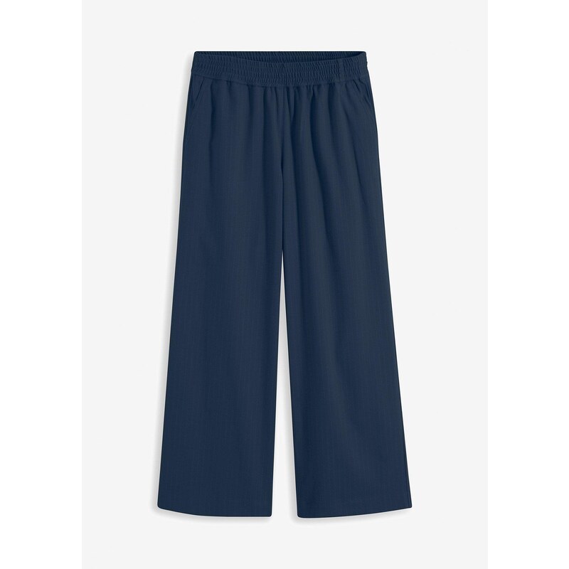 bonprix Palazzo nohavice vo vlnenom vzhľade, farba modrá 57156598