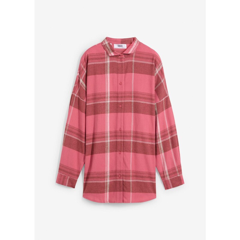 bonprix Károvaná flanelová košeľa z čistej bavlny, farba ružová 57156620