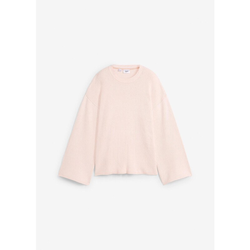 bonprix Pulóver boxy z vrúbkovaného materiálu, farba ružová 57156813