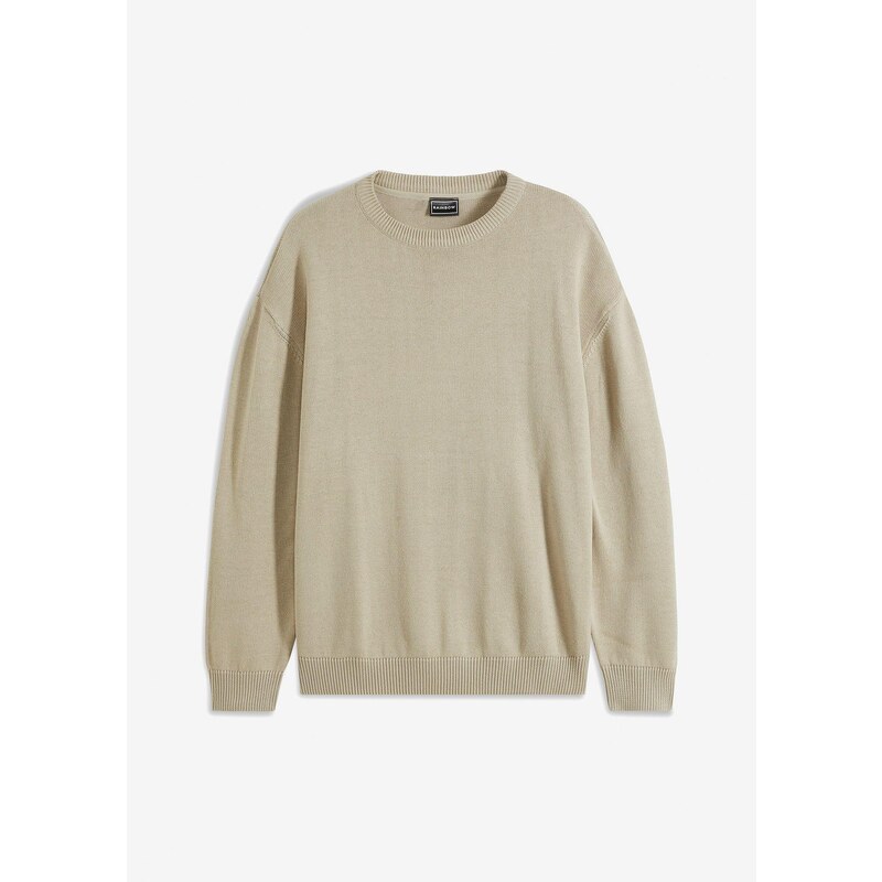 bonprix Pulóver s okrúhlym výstrihom z mäkkého mixu bavlny, Loose Fit, 57156891