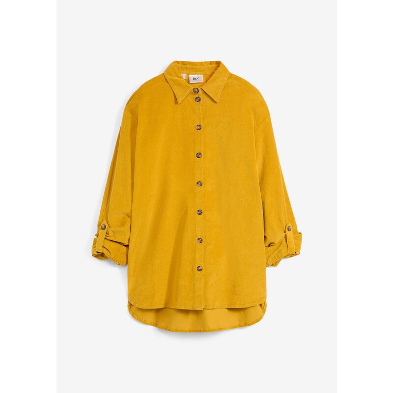 bonprix Kordová košeľa s bočnými rozparkami, farba žltá 57156930
