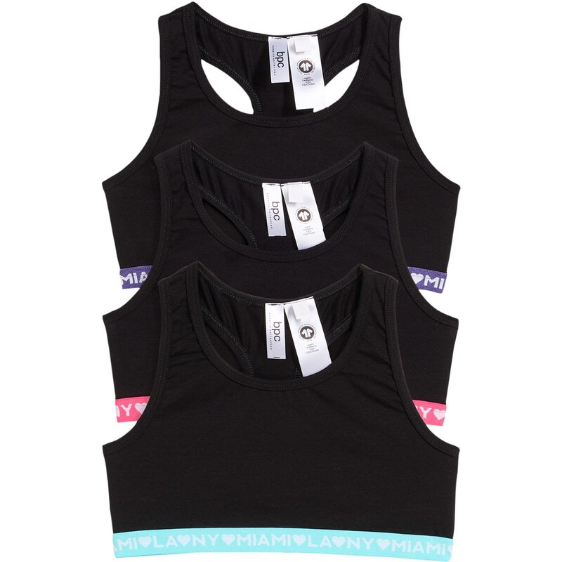 bonprix Podprsenkový top s bio bavlnou (3ks), farba čierna 57185899