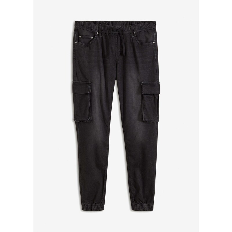 bonprix Teplákové džínsy bez zapínania, Slim Fit Straight, farba 57157092