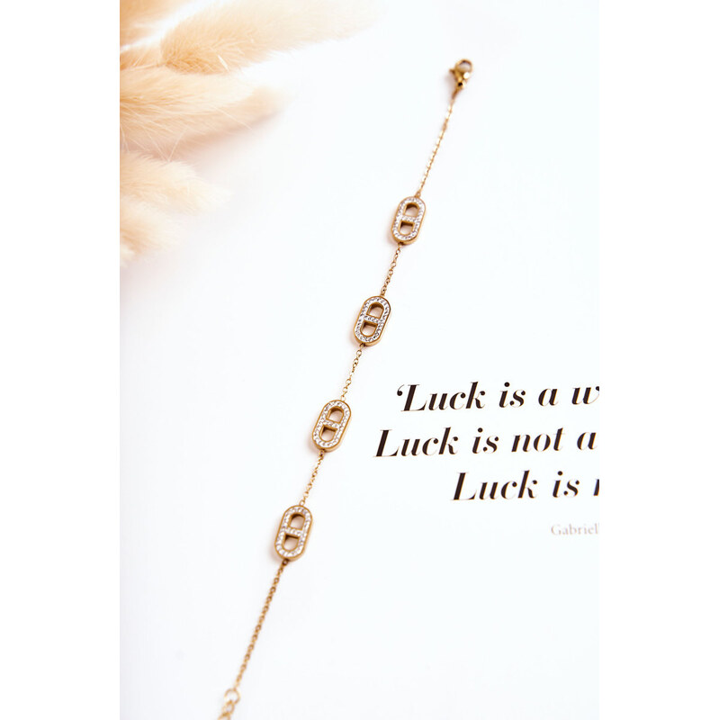 Glam Chic Dámsky nastaviteľný náramok so zlatými zirkónmi 64653931