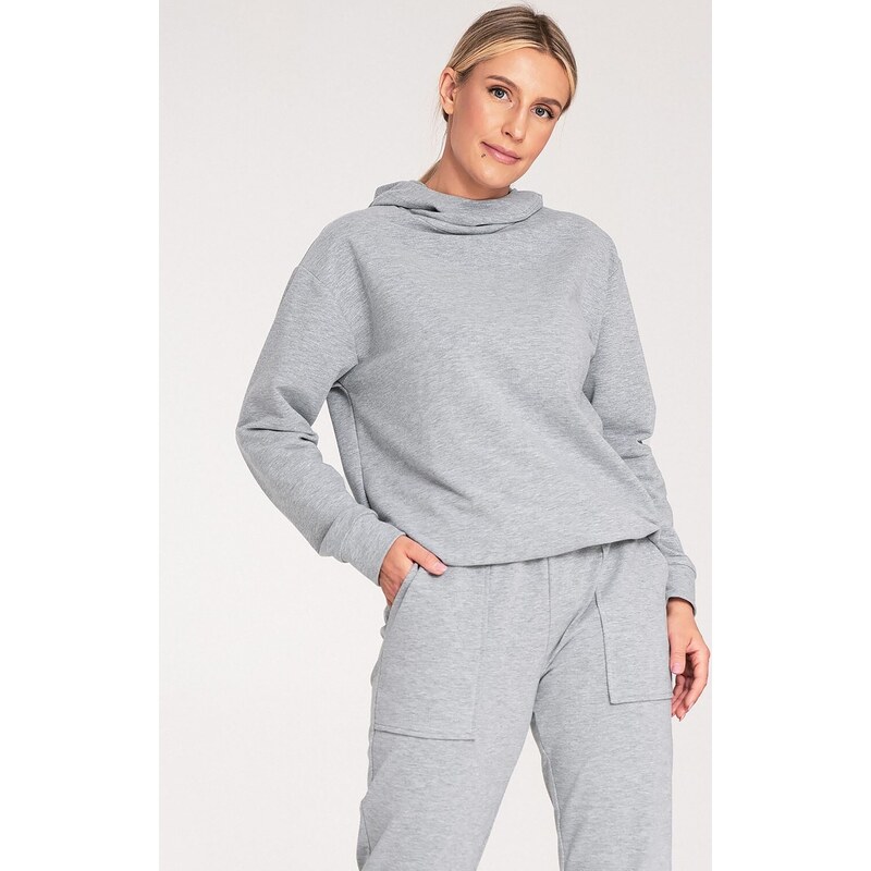 FIGL Sivá dámska bavlnená mikina s kapucňou M1034 Grey 57214384