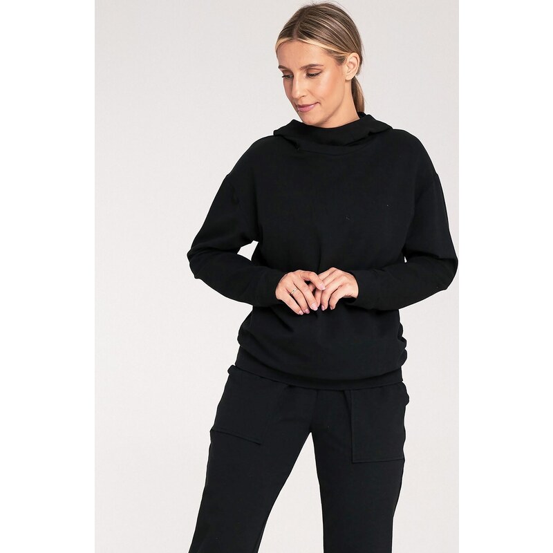 FIGL Čierna dámska bavlnená mikina s kapucňou M1034 Black 57214386