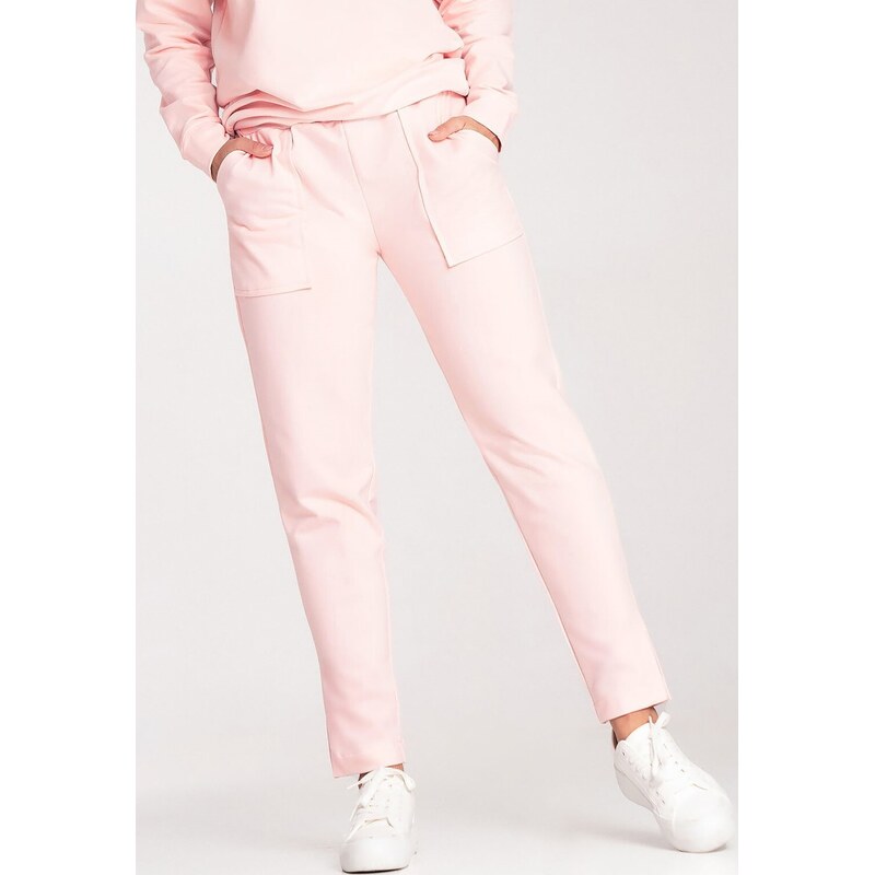 FIGL Svetloružové bavlnené športové nohavice M1035 Light Pink 57214395