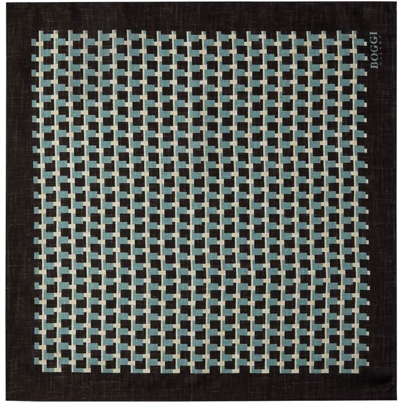 Boggi Milano Ozdobná vreckovka zelená / čierna / vaječná škrupina 57222977