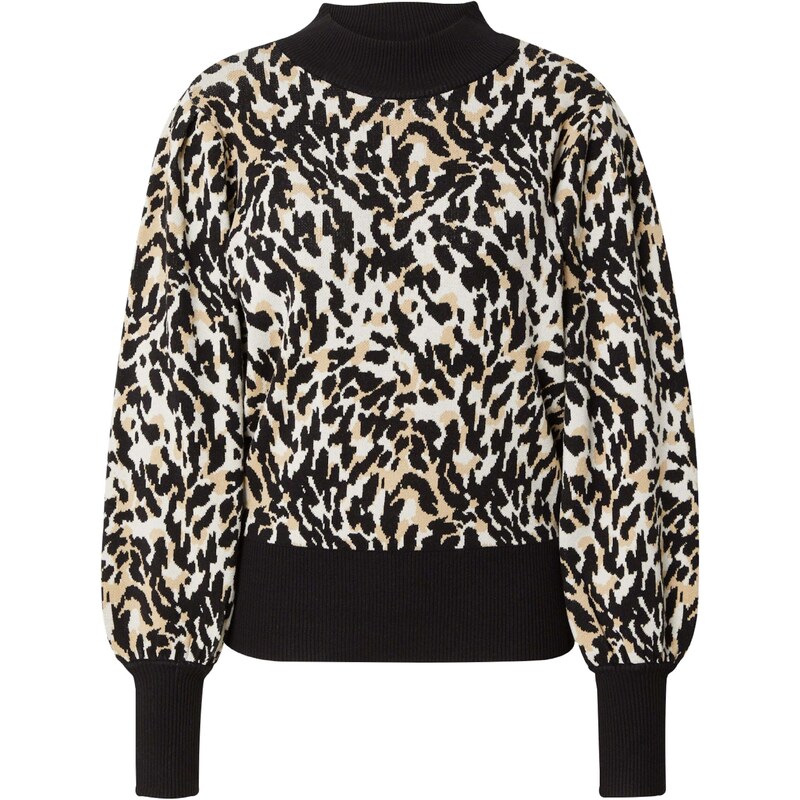 YAS Sveter YASFonny farba ťavej srsti / čierna / biela 61485243