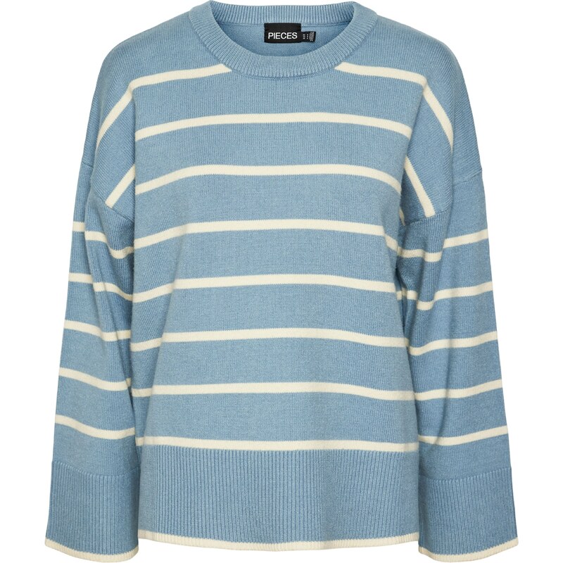 PIECES Sveter PCMathilde nebesky modrá / biela 61943788