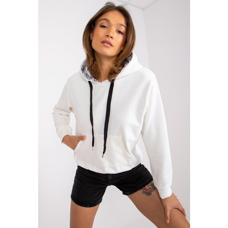 MladaModa Mikina Palencia s kapucňou a klokaním vreckom farba ecru 57233911