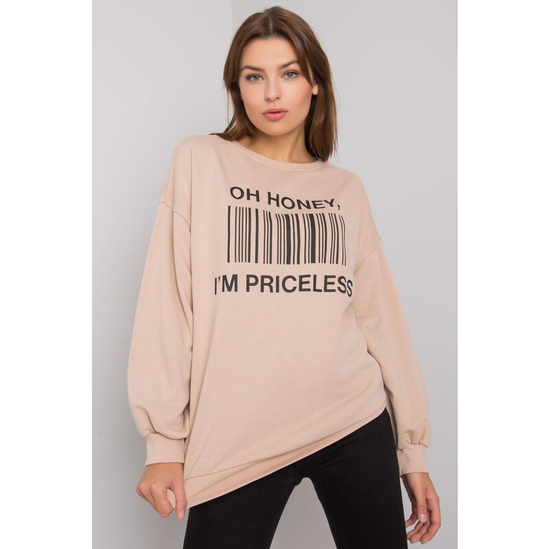 MladaModa Oversize mikina Basile s potlačou svetlá béžová 57233915