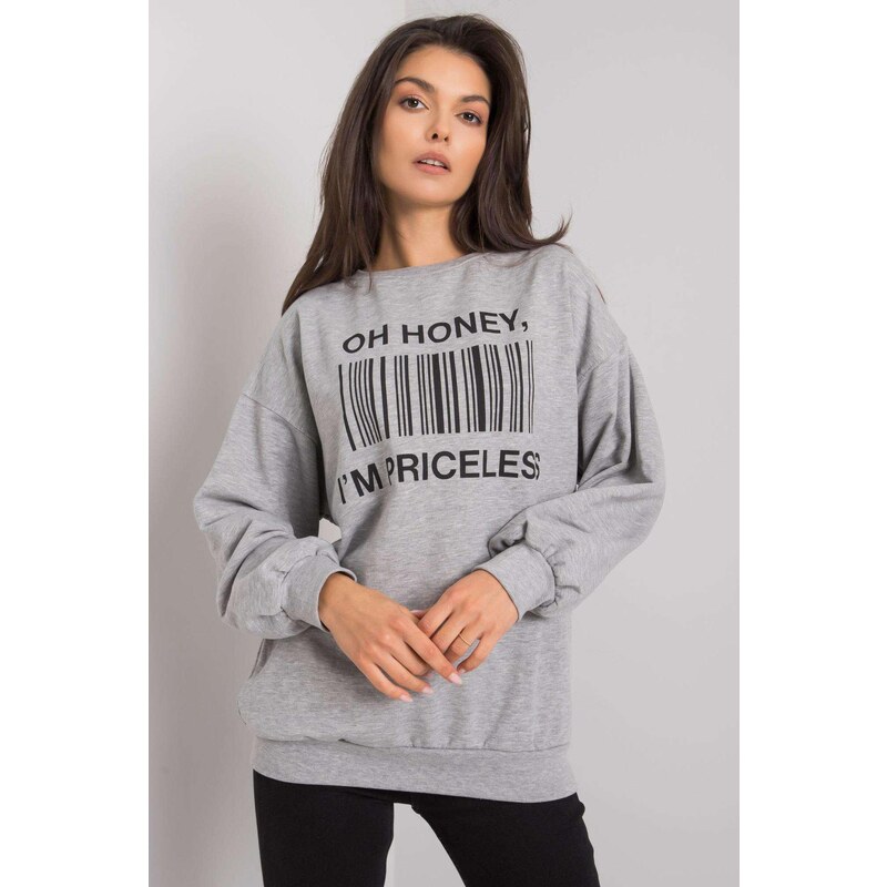 MladaModa Oversize mikina Basile s potlačou šedá 57233918