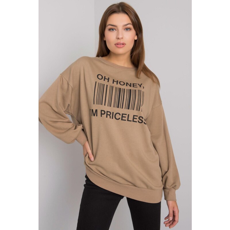 MladaModa Oversize mikina Basile s potlačou béžová 57233919