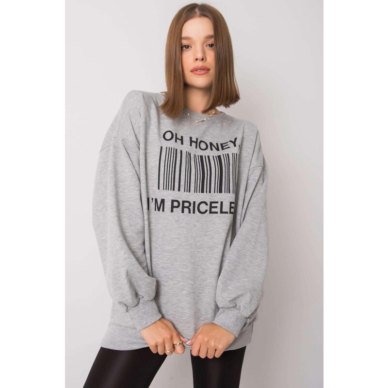 MladaModa Oversize mikina Karis s potlačou šedá 57233920