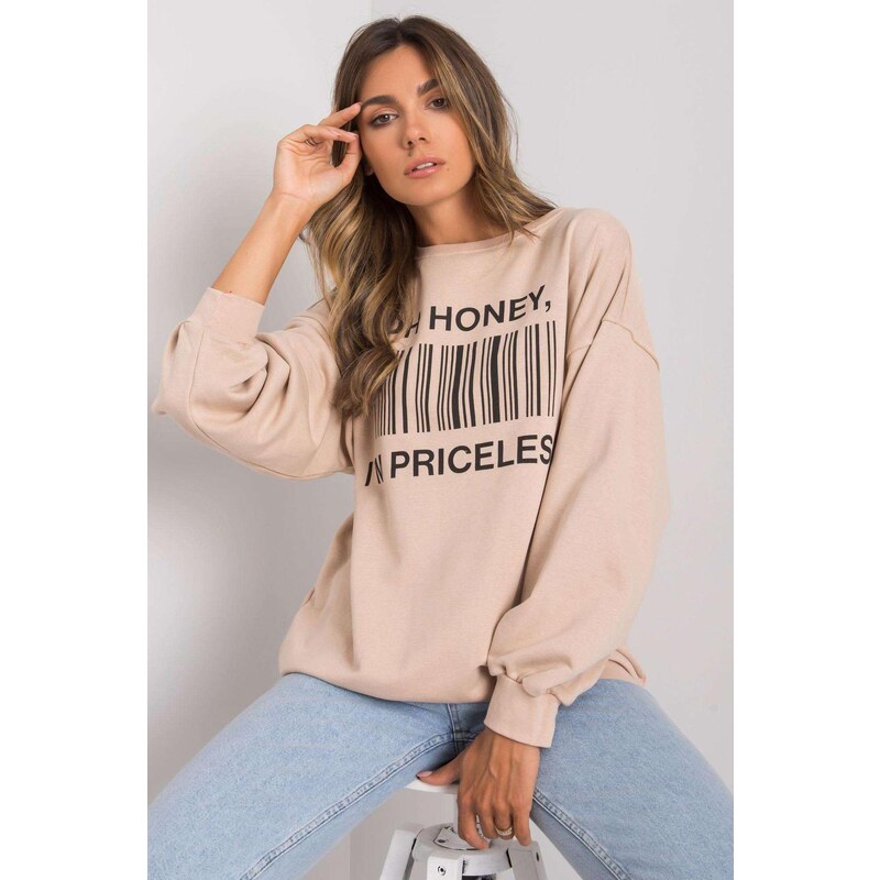 MladaModa Oversize mikina Karis s potlačou béžová 57233921