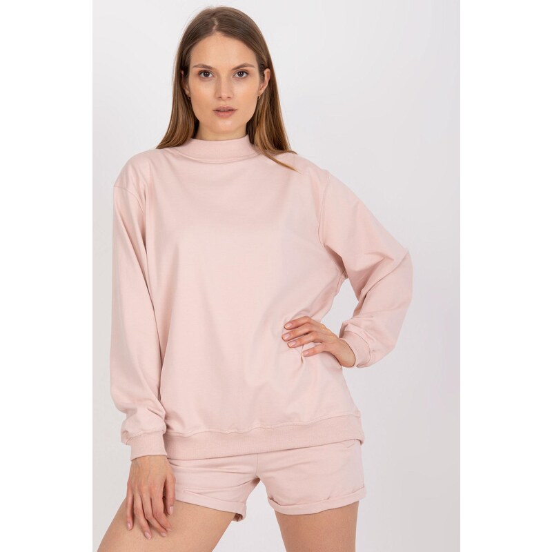 MladaModa Mikina so stojačikom model R001 pudrovo ružová 57233931